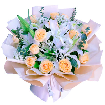 合肥16朵香槟玫瑰2支百合，爱的温暖和幸福