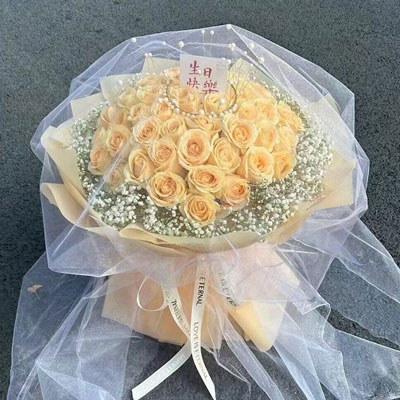 合肥52朵香槟玫瑰满天星，你就是我的全部